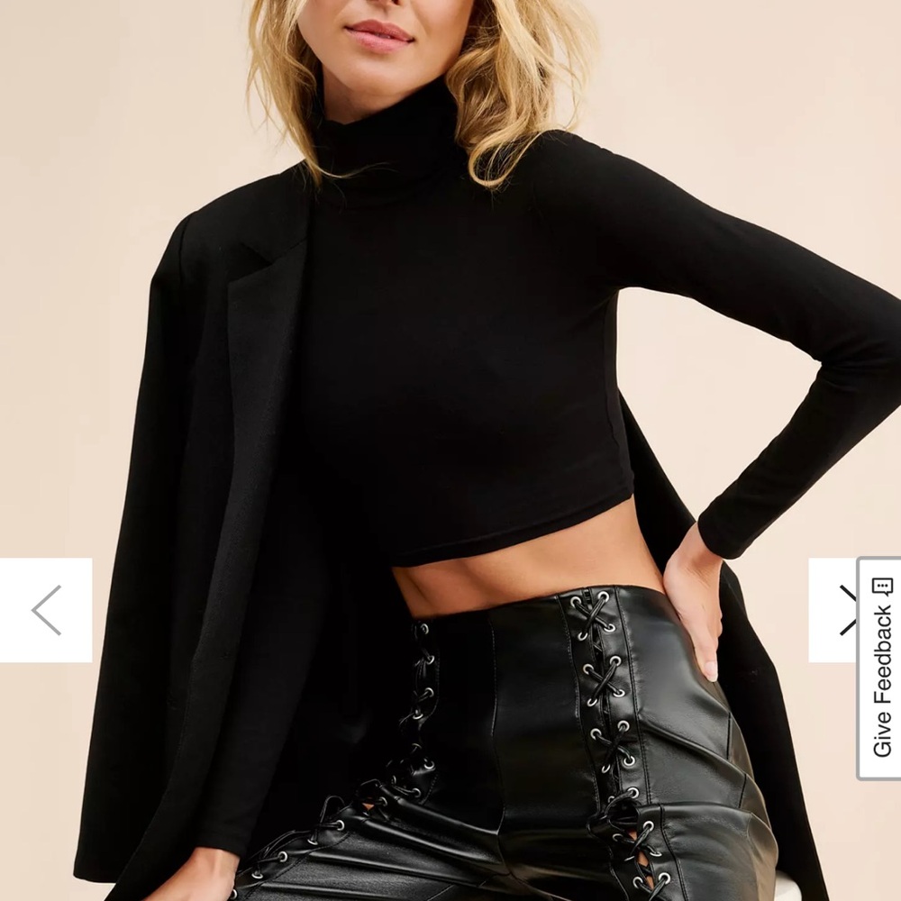 Urban Outfitters Black Faux Leather Lace-Up High-Waist Pants